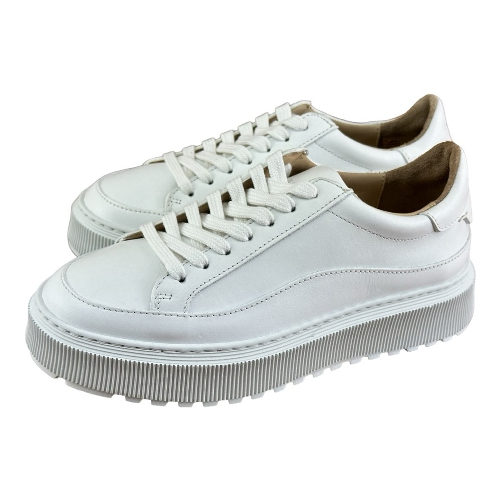 KOIO Women’s Mira Triple White Leather Low Top Sneakers  Shoes